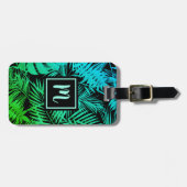 Tropisch groen blauwgroen palmblad modern chique m bagagelabel (Voorkant horizontaal)