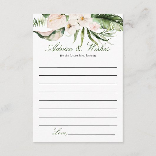 Tropisch groen Bloemen Advies Kaart (Voorkant)