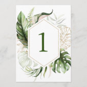 Tropisch groen Bloemen Tafelnummers (Achterkant)