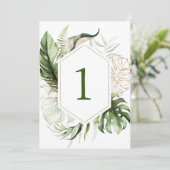 Tropisch groen Bloemen Tafelnummers (Staand voorkant)