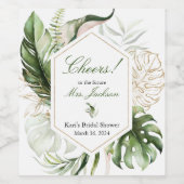 Tropisch groen Bloemen Wijnflesje Etiket (Enkel label)