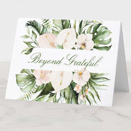 Tropisch groen bloemenbedankje bedankkaart