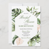 Tropisch groen bloemenbruids douche uitnodiging (Voorkant)