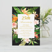 Tropisch groen bloemenfeest 25e trouwdag kaart (Staand voorkant)