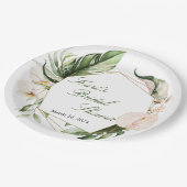 Tropisch groen bloemenpapier Borden Papieren Bordje (Gekanteld)