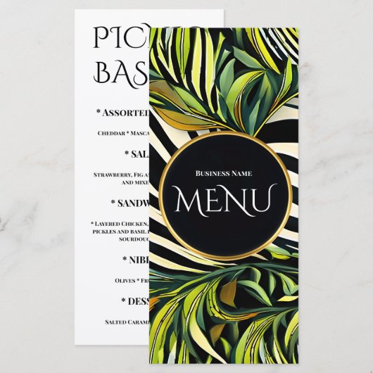 Tropisch groen botanisch menu modern elegant ontwe (Voorkant / Achterkant)