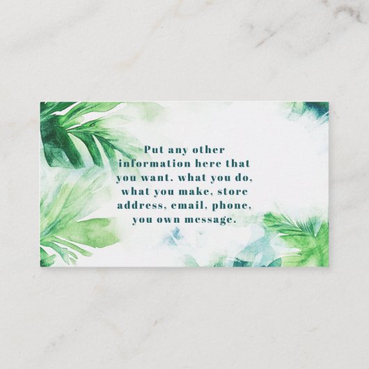 Tropisch groen botanische dank u informatiekaartje (Achterkant)