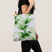 Tropisch groen botanische Waterverf Leaf Tote Bag (Dichtbij)