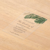 Tropisch groen botanische zomer boho bruiloft acryl uitnodigingen (Laagn)