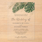 Tropisch groen botanische zomer boho bruiloft acryl uitnodigingen (Voorkant)