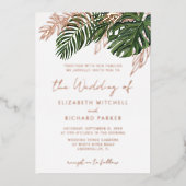 Tropisch groen botanische zomer boho bruiloft folie uitnodiging (Voorkant)