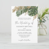 Tropisch groen botanische zomer boho bruiloft kaart (Staand voorkant)