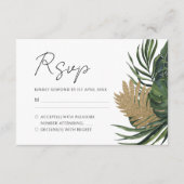 Tropisch groen botanische zomer boho bruiloft RSVP kaartje (Voorkant)