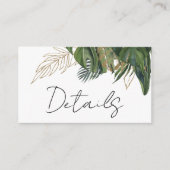 Tropisch groen botanische zomer bruiloft details informatiekaartje (Voorkant)