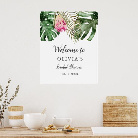 Tropisch groen bruidsdouche welkomstbord poster (Keuken)