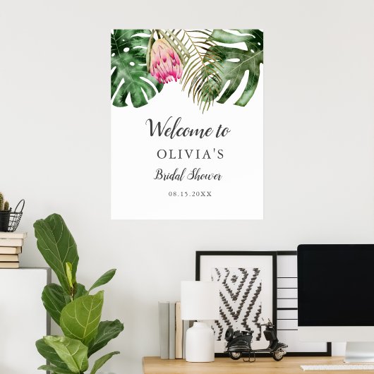 Tropisch groen bruidsdouche welkomstbord poster (Thuiskantoor)
