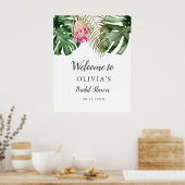 Tropisch groen bruidsshower welkomstbord poster (Keuken)