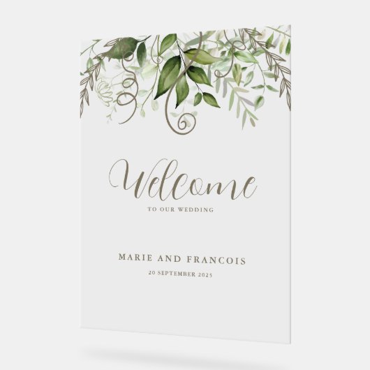 Tropisch groen bruiloft welkom duidelijk acryl bord (Hoek)