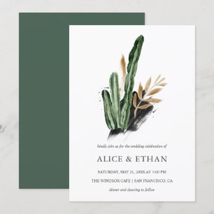 Tropisch groen cactus bruiloft kaart