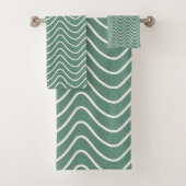 Tropisch Groen Chevron Patroon Minimale Zigzag Bad Handdoek (Insitu)