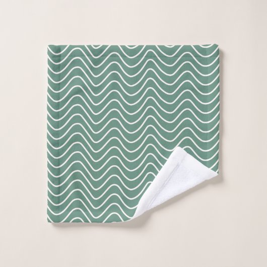 Tropisch Groen Chevron Patroon Minimale Zigzag Bad Handdoek (Wasdoekje)