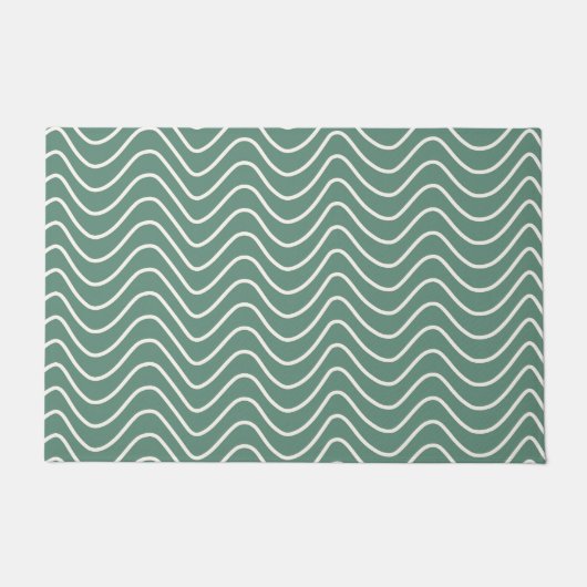Tropisch Groen Chevron Patroon Minimale Zigzag Deurmat (Voorkant)