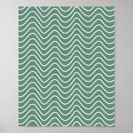 Tropisch Groen Chevron Patroon Minimale Zigzag Poster (Voorkant)