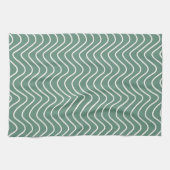 Tropisch Groen Chevron Patroon Minimale Zigzag Theedoek (Horizontaal)