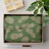Tropisch groen Chic Gold Pineapples Tissuepapier (Geschenk)