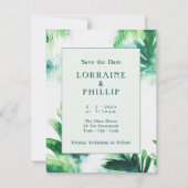 Tropisch groen Elegant botanisch blad Save The Date (Voorkant)