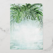 Tropisch groen Elegant Gold Foil Wedding Folie Uitnodiging (Achterkant)