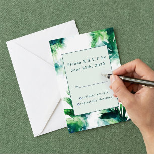 Tropisch groen Elegante botanische RSVP-opties RSVP Kaartje