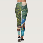 Tropisch groen en blauw Seychellen strand Leggings (Achterkant)
