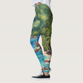 Tropisch groen en blauw Seychellen strand Leggings (Links)