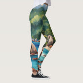 Tropisch groen en blauw Seychellen strand Leggings (Rechts)