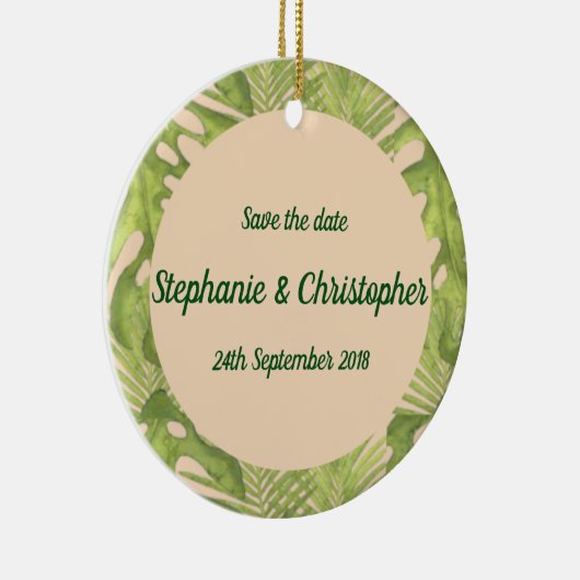 Tropisch groen en dubbelzinnig huwelijk keramisch ornament (Rechts)