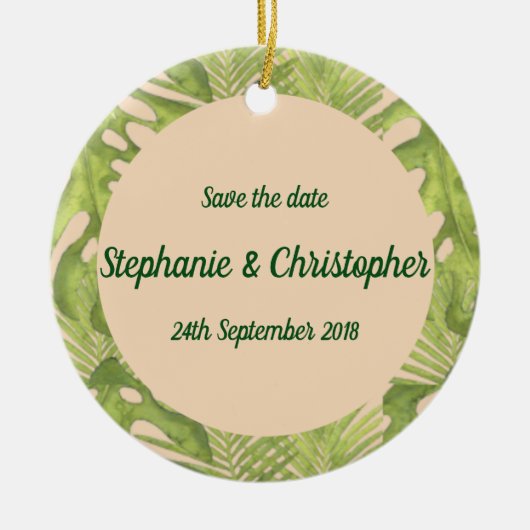 Tropisch groen en dubbelzinnig huwelijk keramisch ornament (Voorkant)