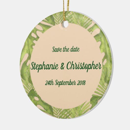 Tropisch groen en dubbelzinnig huwelijk keramisch ornament (Links)
