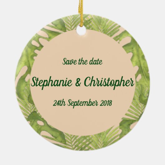 Tropisch groen en dubbelzinnig huwelijk keramisch ornament (Achterkant)