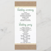 Tropisch groen en goud rustiek trouwprogramma programmakaart (Achterkant)