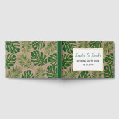 Tropisch groen en goudbladeren trouwe bruiloft gastenboek (Volledig)