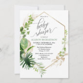 Tropisch groen en goudelegant baby shower kaart (Voorkant)