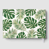 Tropisch groen en gouden bladeren moderne bruiloft gastenboek (Achterkant)