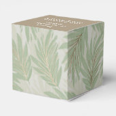 Tropisch groen en gouden bladeren op het hart van  bedankdoosjes (Achterkant)