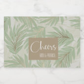 Tropisch groen en gouden bladeren op Sage Mini Likeurfles Etiket (Enkel label)