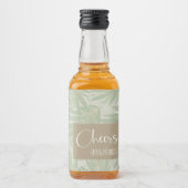 Tropisch groen en gouden bladeren op Sage Mini Likeurfles Etiket (Voorkant)