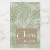 Tropisch groen en gouden bladeren op Sage Mini Wijn Etiket (Enkel label)