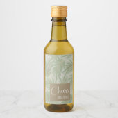 Tropisch groen en gouden bladeren op Sage Mini Wijn Etiket (Voorkant)