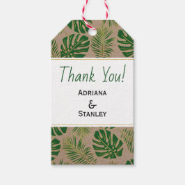 Tropisch groen en gouden bruiloft Bedankt Cadeaulabel