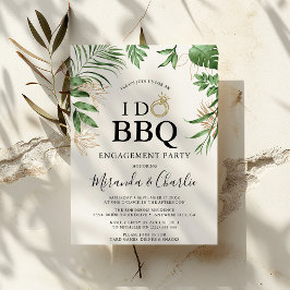 Tropisch groen en gouden 'I Do BBQ'-Verloving Kaart